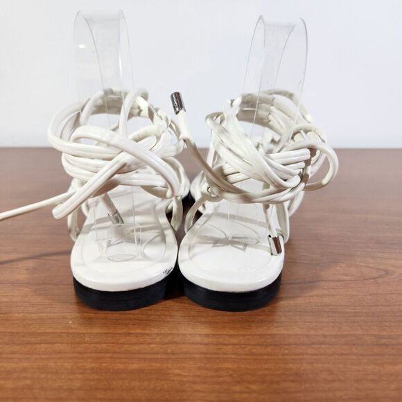 Marc Fisher Falina White Strappy Sandals Square Toe & Lace-Up Size 7.5M *FLAWS* - Picture 5 of 16